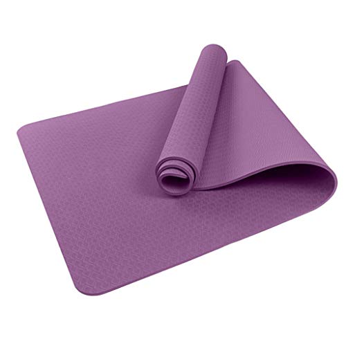 ZHENYANG Colchoneta De Yoga 8 Mm / 6 Mm Cojín De Alta Densidad Antideslizante Deportivo Ajuste Resistente A La Rotura Pilates Abdominales Camping (Color : Purple, Size : 183x80x0.6)