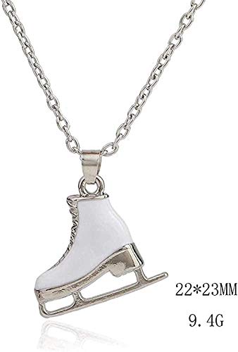 ZHIFUBA Co.,Ltd Collar Collar Moda Esmalte Blanco Patines de Hielo Zapatos Colgante Collar Largo Joyería para Mujeres Suéter Collares para Mujeres Hombres