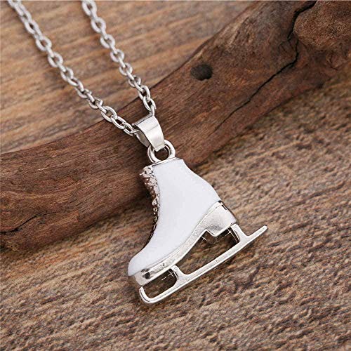 ZHIFUBA Co.,Ltd Collar Collar Moda Esmalte Blanco Patines de Hielo Zapatos Colgante Collar Largo Joyería para Mujeres Suéter Collares para Mujeres Hombres