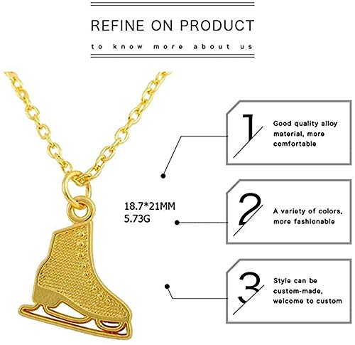 ZHIFUBA Co.,Ltd Collar de joyería de Lujo de Moda Collar Colgante de Zapato de Patinaje Dorado Collar de Cadena de eslabones Ajustables Patines de Hielo Collares Deportivos Regalo para Mujeres