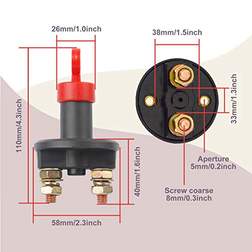 ZHITING Interruptor de Batería 12V 300A Interruptor de Desconexión con llaves Aislador de Emergencia Battery Switch para Coche Barco ZHITING Interruptor de Batería 12V 300A Interruptor de Desconexión con llaves Aislador de Emergencia Battery Switch para Coche Barco