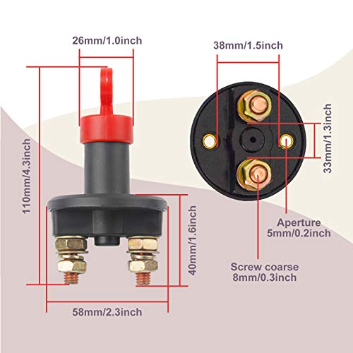 ZHITING Interruptor de Batería 12V 300A Interruptor de Desconexión con llaves Aislador de Emergencia Battery Switch para Coche Barco