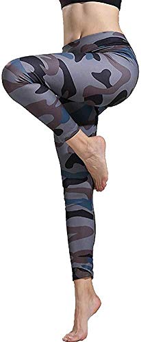 ZH~K Pantalones De Yoga para Mujer Yoga Pantalones de Cintura Alta de 4 vías Power Stretch Leggings Gimnasio con la impresión de Camo Yoga y Pilates (Color : Army Green, Size : Asain L/UK 10-12)