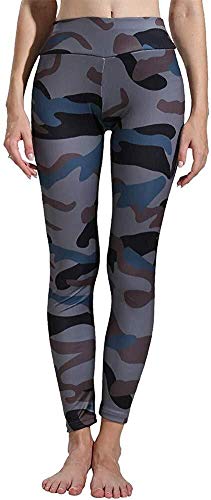 ZH~K Pantalones De Yoga para Mujer Yoga Pantalones de Cintura Alta de 4 vías Power Stretch Leggings Gimnasio con la impresión de Camo Yoga y Pilates (Color : Army Green, Size : Asain L/UK 10-12)