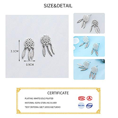 ZHWM Pendientes De clip Aros Venta Superior Cuelga Los De Gota Geométricos De Plumas Redondas para Las Mujeres del Encanto del Partido 925 Joyería De Plata Regalo Mujeres Cuelgan Los 1 Par