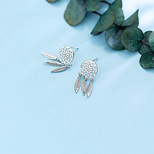 ZHWM Pendientes De clip Aros Venta Superior Cuelga Los De Gota Geométricos De Plumas Redondas para Las Mujeres del Encanto del Partido 925 Joyería De Plata Regalo Mujeres Cuelgan Los 1 Par