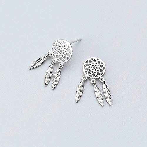 ZHWM Pendientes De clip Aros Venta Superior Cuelga Los De Gota Geométricos De Plumas Redondas para Las Mujeres del Encanto del Partido 925 Joyería De Plata Regalo Mujeres Cuelgan Los 1 Par