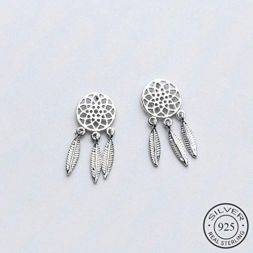 ZHWM Pendientes De clip Aros Venta Superior Cuelga Los De Gota Geométricos De Plumas Redondas para Las Mujeres del Encanto del Partido 925 Joyería De Plata Regalo Mujeres Cuelgan Los 1 Par