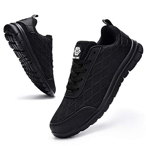Ziboyue Zapatillas de Seguridad para Hombre Mujer Ligero Transpirable Calzado de Trabajo con Punta de Acero Anti-Pinchazo Zapatos de Seguridad (Negro Puro,42 EU)
