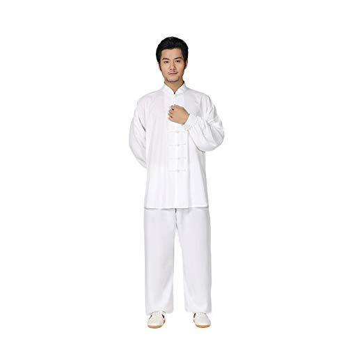 Zidao Chinos Tradicionales Uniformes De Tai Chi, Prendas De Vestir Traje De Seda Unisex Ropa De Entrenamiento De Taekwondo Toallas Traje De Yoga Artes Marciales De Kung Fu,Blanco,L