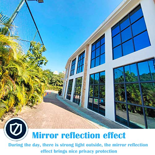 Zindoo Vinilo para Ventanas Efecto Espejo Cristal Unidireccional Protector de Privacidad Anti 99% UV Película de Aislamiento Adecuada para Hogar, Oficina Plata 44.5 * 200cm