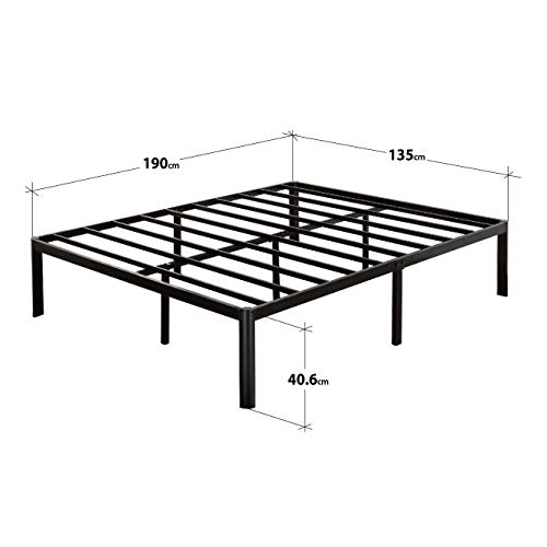 Zinus Bastidor para cama de plataforma de metal con esquinas redondeadas Van de 40,6 cm, Base para colchón, Sin necesidad de usar un somier, Cama en caja, Fácil montaje, 135 x 190 cm