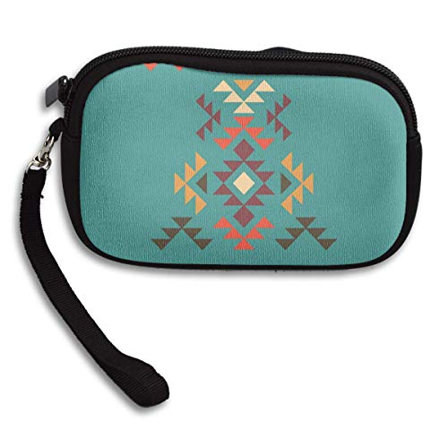 Zipper Clutch,Diseño Tribal Geométrico Azteca Monedero De Neopreno De La Cultura Étnica Monedero, Monederos Impresionantes para La Madre Hija Hija,15x9.5x2cm