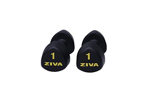 ZIVA Classic Studio 2 Mancuernas de 1KG, Unisex Adulto, Negro/Amarillo, Talla única