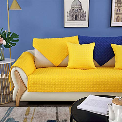 ZIXING Fashion Jacquard Fundas de Toalla de sofá Protector de Muebles Color sólido Antideslizante Cubre para Sofá Tacto Cómodo Decorativo Amarillo 110 * 210cm