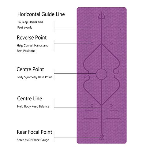 ZIXINGA Esterilla Yoga Antideslizante - con Sistema De Alineación Colchoneta De Yoga con Bolsa de Transporte Púrpura 183X61X0.6cm ZIXINGA Esterilla Yoga Antideslizante - con Sistema De Alineación Colchoneta De Yoga con Bolsa de Transporte Púrpura 183X61X0.6cm