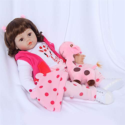 ZIYIUI Realista Niña Toddler Reborn Bebé Muñecas Niñita Pelo Largo Chica Vinilo de Silicona Muñecos Reborn Baby Dolls Niños Juguetes Conjunto 20 Pulgadas