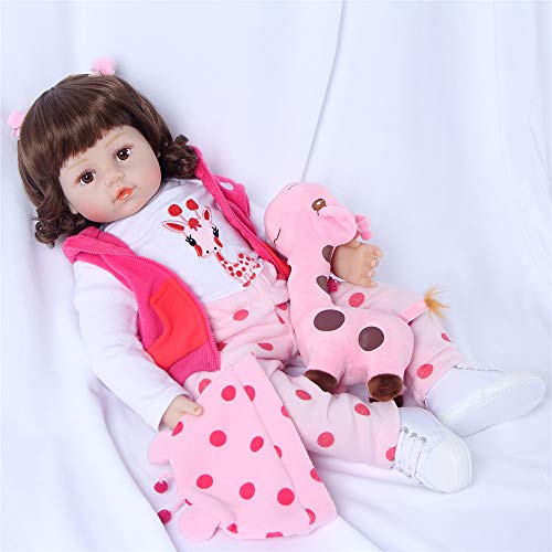 ZIYIUI Realista Niña Toddler Reborn Bebé Muñecas Niñita Pelo Largo Chica Vinilo de Silicona Muñecos Reborn Baby Dolls Niños Juguetes Conjunto 20 Pulgadas