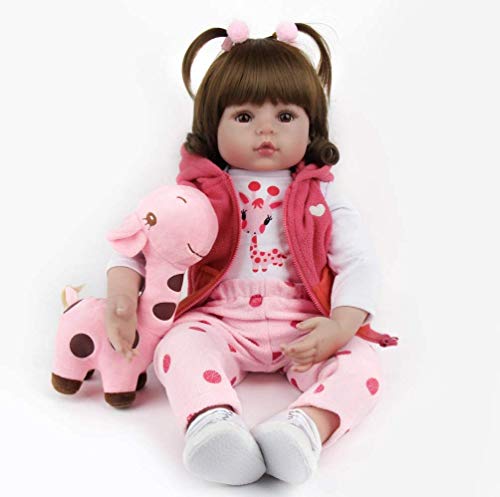 ZIYIUI Realista Niña Toddler Reborn Bebé Muñecas Niñita Pelo Largo Chica Vinilo de Silicona Muñecos Reborn Baby Dolls Niños Juguetes Conjunto 20 Pulgadas