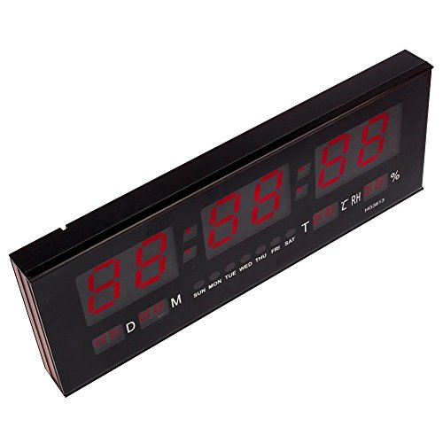 zjchao Reloj de Pared Grande Red LED Digital Alarma del Reloj Temporizador de la batería con la Temperatura del Calendario 36 C