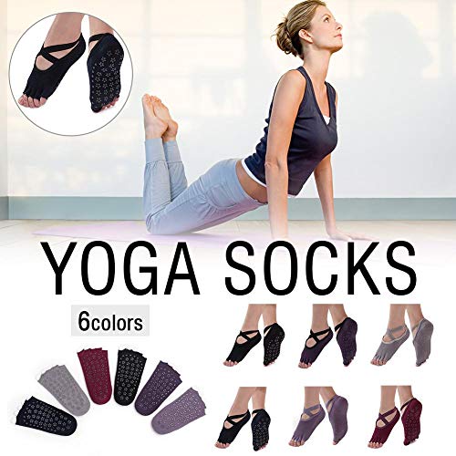 ZJHHH Yoga Calcetines Antideslizante para Las Mujeres, para Las Mujeres Antideslizante Gripsstraps, Ideal para Pilates, Pure Barre, Ballet, Danza, Descalzo Entrenamiento