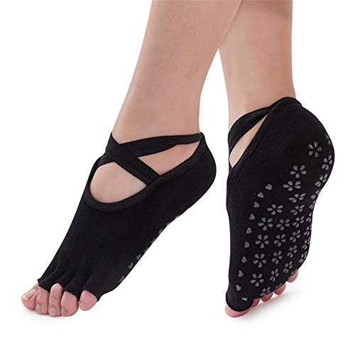 ZJHHH Yoga Calcetines Antideslizante para Las Mujeres, para Las Mujeres Antideslizante Gripsstraps, Ideal para Pilates, Pure Barre, Ballet, Danza, Descalzo Entrenamiento