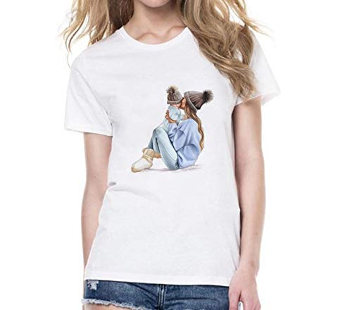 ZJZ 2018 Modelos de explosión AliExpress Wish en Cuello Redondo Camiseta Slim Camisa de la cartilla de Las Mujeres de una generación de Grasa (Color : White, Size : XXL)