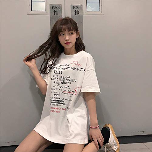 ZJZ AliExpress 2019 Mujeres de la Camiseta de Manga Corta Mujeres de Gran tamaño Hermana de Grasa afluencia de Estudiantes Suelta Cartas Comercio Exterior de Las Mujeres Impresas