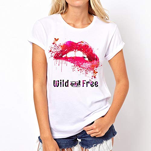 ZJZ Modelos de explosión de AliExpress Labios Atractivos Labios Camiseta Impresa Manga Corta Mujeres de la Camiseta de Las Mujeres del Verano de una generación de Grasa (Color : White, Size : S) ZJZ Modelos de explosión de AliExpress Labios Atractivos Labios Camiseta Impresa Manga Corta Mujeres de la Camiseta de Las Mujeres del Verano de una generación de Grasa (Color : White, Size : S)