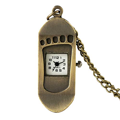 ZJZ Reloj de Bolsillo con Forma de patín de Moda para Mujer Relojes de Bolsillo de Cuarzo de Cadena Delgada útiles para Dama Dial Blanco con números árabes Reloj Colgante para Hombres