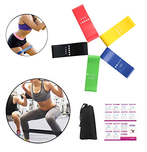 ZKCREATION Bandas Elasticas Musculacion - Bandas Elasticas Bandas de Resistencia Fitness, Set de 5 Cintas Elásticas Fitness y Musculación de Látex Natural Agradable a la Piel para Yoga, Pilates, Gym