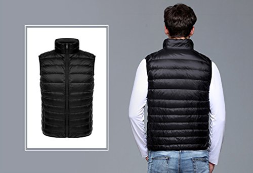 ZKOO Chaleco de Pluma para Hombre Ligero Sin Mangas Chaquetas Acolchado de Pluma Calentar Invierno Otoño Negro