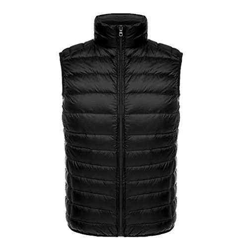 ZKOO Chaleco de Pluma para Hombre Ligero Sin Mangas Chaquetas Acolchado de Pluma Calentar Invierno Otoño Negro