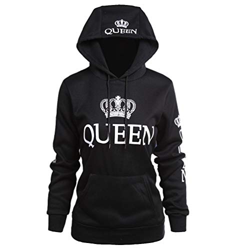 ZKOO Pareja King & Queen Sudaderas con Capucha Manga Larga Encapuchado Jersey Pull-Over para Mujer