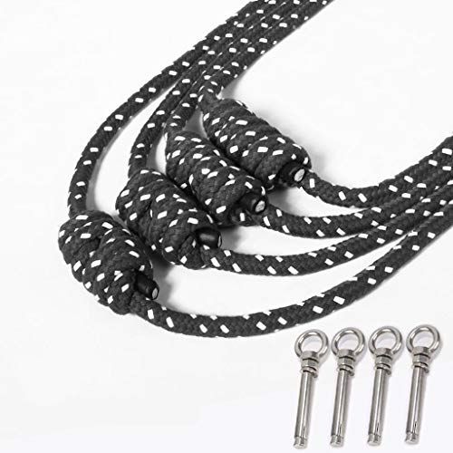 ZL Iyengar Yoga Rope Sling Kit de Montaje en Pared, Herramienta de Accesorios de inversión antigravedad de Yoga, Incluye Cuerda de algodón Blanco X4, Sling de Yoga para Principiantes