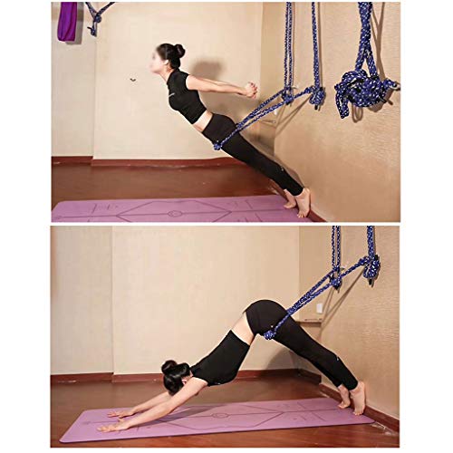 ZL Iyengar Yoga Rope Sling Kit de Montaje en Pared, Herramienta de Accesorios de inversión antigravedad de Yoga, Incluye Cuerda de algodón Blanco X4, Sling de Yoga para Principiantes