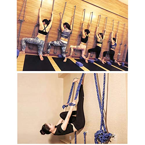 ZL Iyengar Yoga Rope Sling Kit de Montaje en Pared, Herramienta de Accesorios de inversión antigravedad de Yoga, Incluye Cuerda de algodón Blanco X4, Sling de Yoga para Principiantes