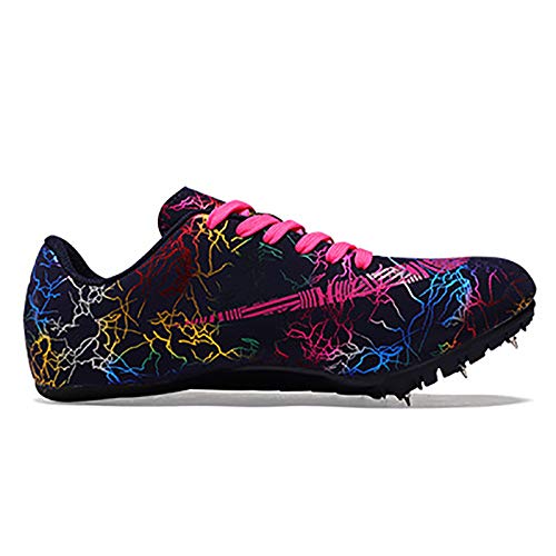 ZLYZS Zapatillas de Atletismo Spike, Running 8 Spikes Zapatillas de Atletismo de Salto Ligero con Clavos para Unisex,Multicolor,44EU