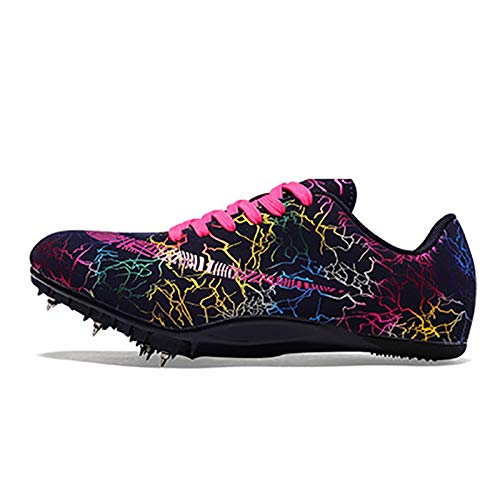 ZLYZS Zapatillas de Atletismo Spike, Running 8 Spikes Zapatillas de Atletismo de Salto Ligero con Clavos para Unisex,Multicolor,44EU