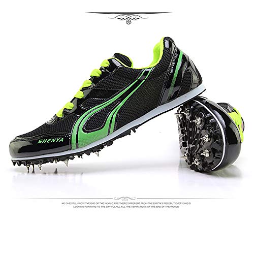 ZLYZS Zapatos De Atletismo, Sprint Spikes Running Spikes Zapatos Unisex Junior De Salto De Longitud Competencia Juvenil Dedicada,Negro,EU42