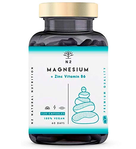 ZMA Magnesio Zinc Vitamina B6 Contribuye al Mantenimiento Nivel Testosterona y Energia Reduce Cansancio. Sistema Inmunitario. 120 Cápsulas Clorofila. Certificado VEGANO CE.N2 Natural Nutrition