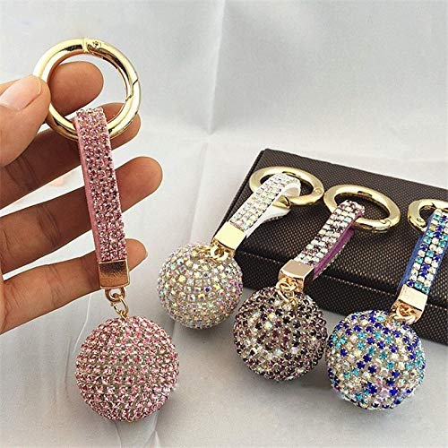 ZNXHNDSH HND Llavero Correa de Cuero de la Bola de Cristal de Coches Charm Colgante Llavero for Las Mujeres (Color : AB)