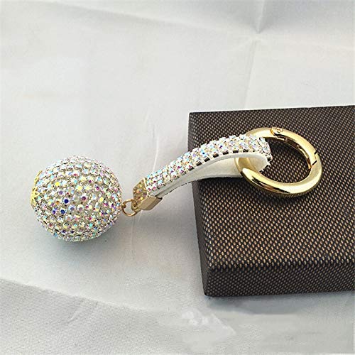 ZNXHNDSH HND Llavero Correa de Cuero de la Bola de Cristal de Coches Charm Colgante Llavero for Las Mujeres (Color : AB)