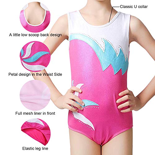 ZNYUNE Niña Maillots de Gimnasia Multicolor sin Mangas 182 Blanco 12A