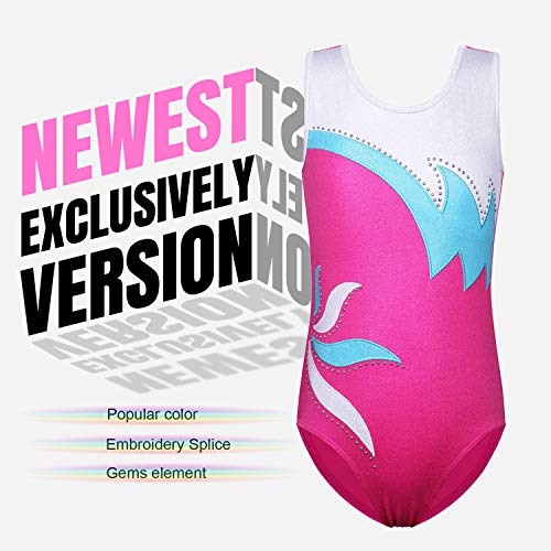 ZNYUNE Niña Maillots de Gimnasia Multicolor sin Mangas 182 Blanco 12A