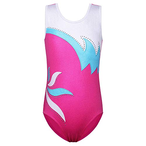 ZNYUNE Niña Maillots de Gimnasia Multicolor sin Mangas 182 Blanco 12A