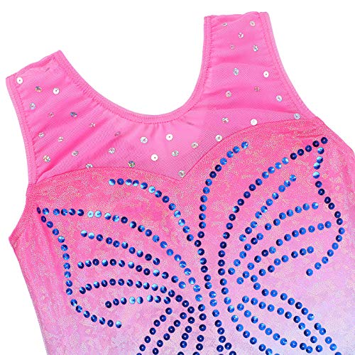 ZNYUNE Niña Maillots de Gimnasia sin Manga Espumoso 261 Rosa Azul 4A