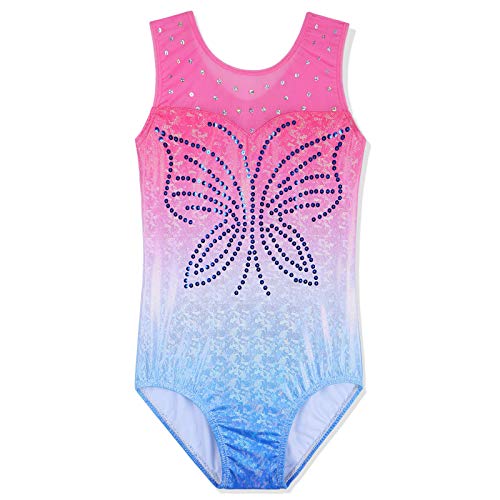 ZNYUNE Niña Maillots de Gimnasia sin Manga Espumoso 261 Rosa Azul 4A