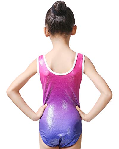 ZNYUNE Niña Maillots Gimnasia Ritmica Clásico Multicolor sin Manga 198 Alfabeto Rosa NO.6A para 5-6 años