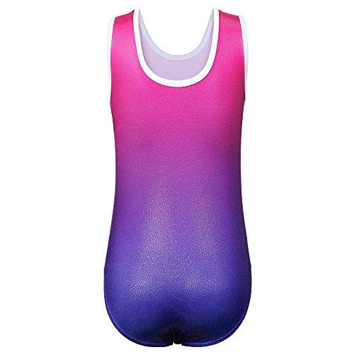 ZNYUNE Niña Maillots Gimnasia Ritmica Clásico Multicolor sin Manga 198 Alfabeto Rosa NO.6A para 5-6 años